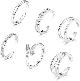 XOZEU 6PCS 18K Gold Plated Toe Rings for Women Hug CZ Triple Twist Simple Band Open Toe Rings Summer Beach Foot Jewelry
