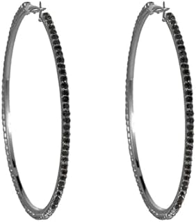 Large Rhinestone Hoop Earrings for Women Girls Hypoallergenic Extra Big 80mm Huggie CZ Hoops Dangle Drop Earring Fashion Chic Party Jewelry Gifts 3 inch