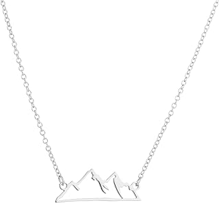 Lobster Clasp, Zinc Mountain Pendant Necklace with Cable Chain - Ideal Gift for Nature Lovers - Minimalist/Snowy Peak Design