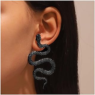 Gold Vintage Snake Dangle Earrings with French Wire Back, Edgy Drop Design for Women and Girls - Perfect Animal-Themed Jewelry for Halloween and Beyond