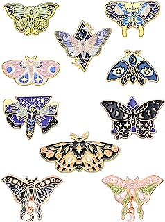 10 Pieces Butterfly Enamel Pins Set Cute Enamel Backpacks Pins Cool Horror Enamel Lapel Pins Brooches Enamel Butterfly Pins Lapel Pins for Steampunk Badge Jewelry for Women