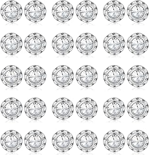 15Pairs SAILIMUE Stud Earrings Set with Cubic Zirconia and Acrylic Stones, Stainless Steel Push Back, 15mm for Women's Dance Performances