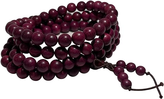 Bead Bracelets for Men and Women Unisex Buddhist Mala Bracelet Natural Wood Beaded Tibetan Prayer Buddha Bead for Meditation 8mm 108 Beads