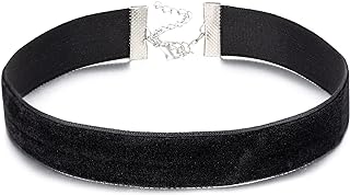 Black Velvet Ribbon Choker Necklace for Women Girls, Gothic Jewelry, Halloween Birthday Party Cosplay, Wide 3/4 inch (2cm)