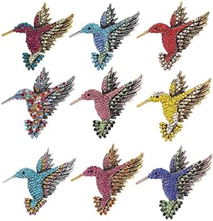 9pcs hummingbird brooch, hummingbird rhinestone brooch pin, animal colorful pin, bird brooch jewelry