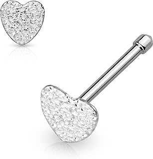 Forbidden Body Jewelry Rose Gold Nose ring, Gold Nose Stud, Nose Earrings, Rose Gold Nose Stud, Nose Piercing Studs, Surgical Steel 5mm Sparkly Heart Nose Stud (Choose Color and Quantity)
