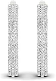 10K White Gold 1CT TDW Diamond Oval Hoop Earrings Love Gift for Women(I-J, I2)