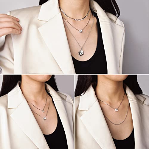 CANDYFANCY Initial Necklace 925 Sterling Silver Letter Pendant Personalized 26 Alphabet Necklace for Women Men A-Z