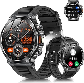 Orgnt スマートウォッチ 1.8インチ大画面 Bluetooth通話機能とIP67耐久性、800mAhバッテリーで長持ち、アウトドアや日常用に最適