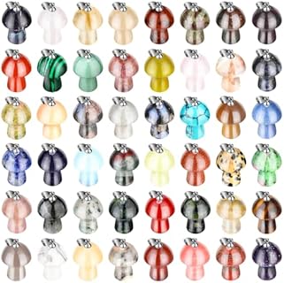 Fumete Crystal Mushroom Natural Stone Pendants Mushroom Charms Crystal Charms for Jewelry Making Mushroom Shaped Pendant Cute Charms for Bracelets Necklaces Earrings Keychains DIY Crafts