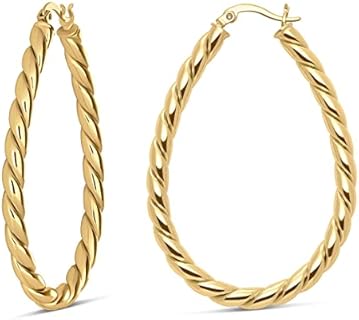 MILLA Twist Earrings - Gold Twisted Hoop Earrings & Thick Silver Hoop Earrings for Women - Big Chunky Gold Statement Earrings