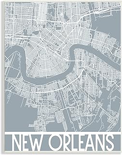 Stupell Industries New Orleans City Map Geometric Streets Transportation Louisiana, Design by Daphne Polselli Wall Plaque, 13 x 19, Grey