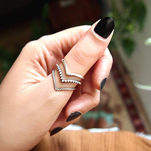 925 Sterling Silver Boho Rings for Women, Chevron Thumb Ring, Adjustable