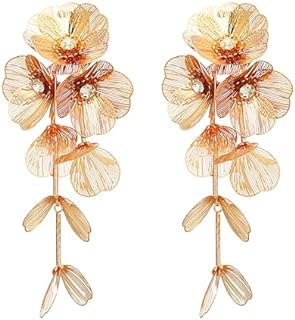 Stylish Gold Flower Drop Earrings with Lightweight Zinc Material and Push Back Design for Women and Teen Girls
