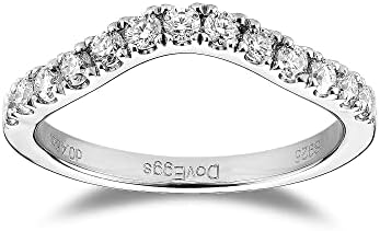 DovEggs 0.46CTW GHI 2mm Moissanite Lab Created Diamond Half Eternity Curved Wedding Band 14k Gold QUALITY Sterling Silver Wedding Engagement Rings for Women