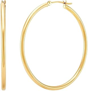 14K Yellow Gold Large Hoop Earrings for Women, Classic Design, Hypoallergenic & Comfort Fit, Perfect for Any Occasion