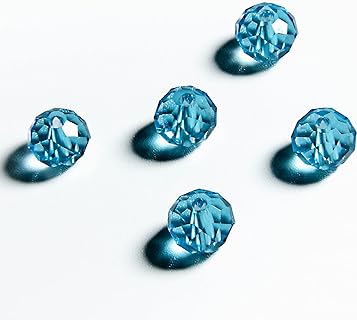 6mm Briolette 750pcs Crystal Glass Beads Faceted Rondelle Shape Crystal Spacer Beads for Bracelet Necklace Decorative Hand Jewelry Making - Aquamarine