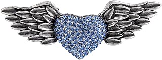 Angel Wing Crystal Brooch with Pin Clasp, Victorian Style Love Heart Design for Women