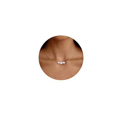 Dainty Choker Necklace for Women 14K Gold Plated Pearl Choker Necklace Trendy Minimalist Pearl Choker Jewelry Gifts