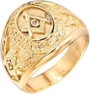 Sophisticated Freemason Wedding Ring in Durable Stainless Steel for Men, Vintage Design