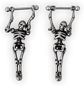 Stainless Steel Skull Dangle Earrings with French Wire Back - Vintage Punk Inspired Accessory for Women by HAQUIL