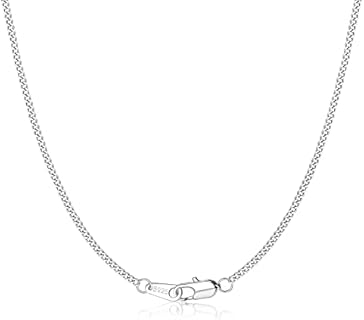 MILACOLATO 925 Sterling Silver 1.35mm Diamond Cut Curb Chain Necklace for Women Girls, Upgraded Lobster Claw Clasp, White Gold Plated Shiny Sturdy Italian Necklace Chain, 16/18/20/22/24 Inch