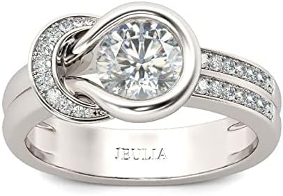 Jeulia Engagement Rings Sterling Silver Knot Round Cut Infinity Statement Promise Wedding Band unique halo crystal Anniversary Bridal Classic birthstones Ring Set With Gift Jewelry Box