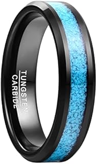6mm Tungsten Carbide Men's Wedding Band with Turquoise Inlay, Comfort Fit, Size 7-12 - Superior Quality Unisex Ring Design
