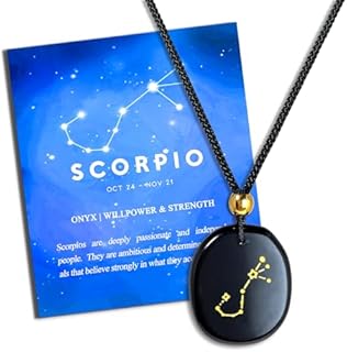 Unisex Onyx Healing Crystal Scorpio Birthstone Pendant with Durable Rope Chain and Personalized Constellation Engraving