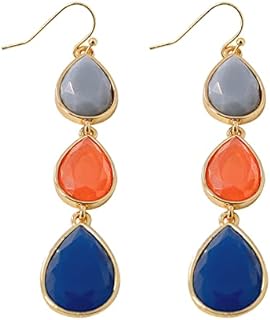 FAMARINE Multicolor Dangle Drop Earrings Bracelet Necklace for Girls Women, Red Blue
