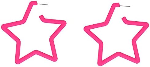 90s Retro Neon Star Triangle Circle Hoop earrings Vintage for Party Disco Colorful Big Hoop Earrings Colorful Earrings Dangle Earrings for Women Girls
