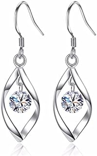 925 Silver Teardrop Dangle Earrings with French Wire for Women, Hypoallergenic Crystal Adorned Fashion Jewelry