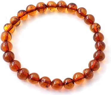 Baltic Amber Adult Stretch Bracelet for Men or Women - 7-8 Inches Long - Polished Beads