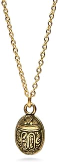 Egyptian Scarab Pendant Necklace - Mini - Antique Gold Plated
