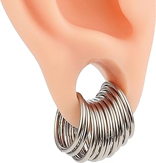 Casvort 10 PCS 16G Seamless Septum Nose Piercing Rings Segment Tragus Hoop Rings 316 Stainless Steel Helix Ring Stack Clickers Ear Plugs Hangers Women Body Jewelry