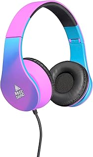 Music Sound Casque Supra-Auriculaire Violet avec Isolation Acoustique et Bandeau Extensible, Parfait pour les Amateurs de Musique et de Mode