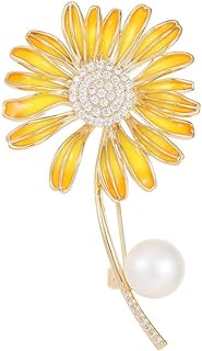 14K Gold Flower Brooch Pin, Craft Luxury Sunflower Gold Pin for Chic Spring and Summer Outfits, Women's Brooches & Pins