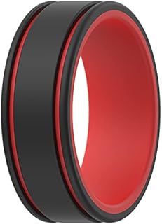 ThunderFit Men Silicone Wedding Rings 2 Layers, Rubber Engagement Bands 8mm Wide 2mm Thick - 1/4/7 Variety Multipack