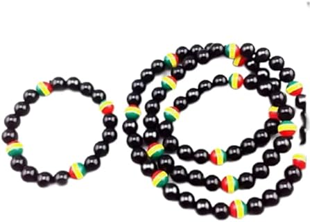 Jamaica Rasta Bracelet and Necklace Set Jamaican Flag Tricolor Bracelet Acrylic Influx Men and Women Bracelet Fashion Jewelry