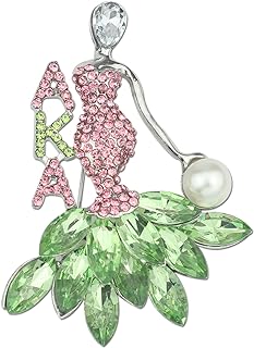 Rhinestone Sorority Gift for Women Greek Sorority Brooch Pin Alphah Paraphernalia Gift Pink & Green Jewelry Sisterhood Graduation Gift