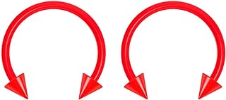 2pc Dental-Grade Clear Acrylic Colorful Horseshoe Hoop 3mm Spike Circular Barbells Earrings Cartilage Helix Septum Nose Lip Rings (choose Gauge, Color)