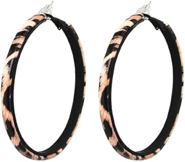 Chic Zinc Leopard Print Hoop Earrings with Hinged Hoop Back for Women and Teen Girls - Hypoallergenic, Large Drop Design