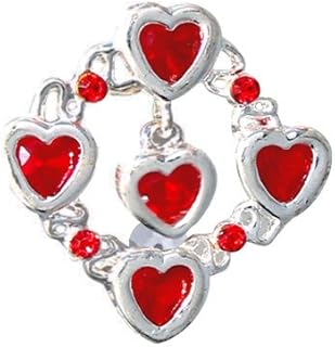 316L Stainless Steel 5-Heart Circle Belly Ring in Red, Ideal for Any Outfit and Comfortable Daily Wear, Easy to Use