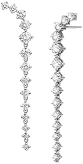 Long Cubic Zirconia Earrings Gold Silver Long Dangle Earrings Crystal Long Drop Earrings CZ Statement Linear Drop Earrings for Women Bridal Wedding Party Earrings