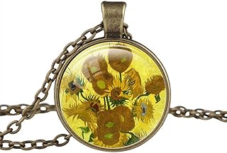 Sunflowers by Vincent Van Gogh Round Pendant Necklace (4 Styles)