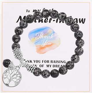 Thanksgiving Amber Beaded Stretch Bracelet with Tree of Life Design for Moms and Grandmas - Stainless Steel FANCIBAND Bracelet