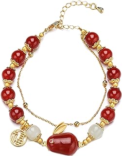 Women's Lucky Rabbit Beaded Bracelet with Lobster Claw Clasp and Crystal Beads - Chinese Zodiac Charm Design