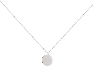Round Gold Coin Pendant Necklace for Women Girls 925 Sterling Silver 18K Gold Plated Simple Small Full Moon Minimalist Geometric Disk Circle Chain Delicate Choker Jewelry BFF Fashion Gifts Box
