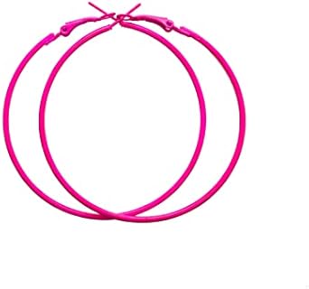 coadipress Lightweight Matte Round Hoop Earrings 90s 80s Classic Big Neon Hoop Earrings for Women Girls Nightclub Jewelry