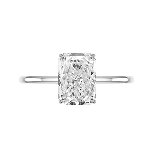 KAVYA JEWELS 4 CT Radiant Cut VVS1 Colorless Moissanite Engagement Ring Wedding Band Gold Silver Eternity Solitaire Halo Vintage Antique Anniversary Diamond Engagement Ring